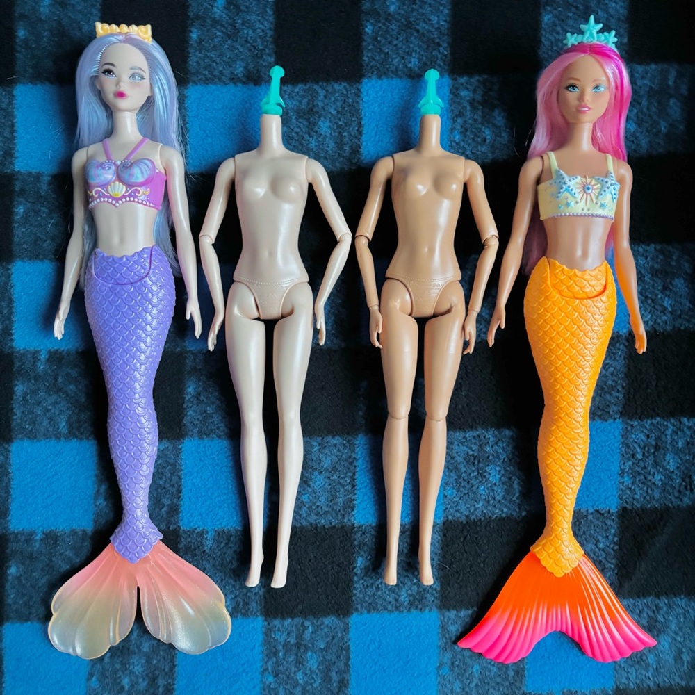 Replacement Bodies for Odile Mermaid Barbies (Purple + Pink hair)